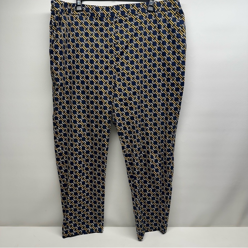 BODEN Glorious British style pull on size 16/18 Navy and Yellow Patterned Pants - Picture 3 of 10